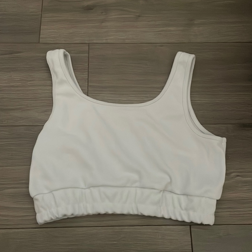 White cropped soft tank top.